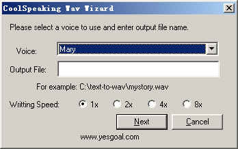 Select voice from Text to WAV Wizard